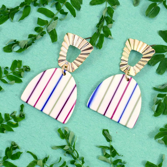 Trendy Gold Multi Colour Semi-circle Earrings