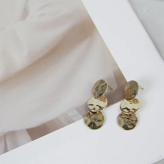 Trendy Statement Faceted Eardrop Earrings - Gold