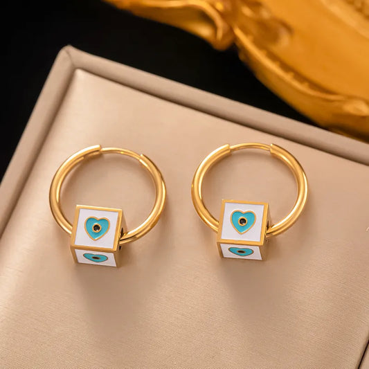 Tribal Turquoise Golden Hoops Salty