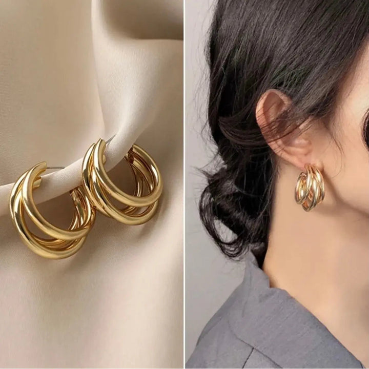 Triple Layer Quirky Hoop Earrings