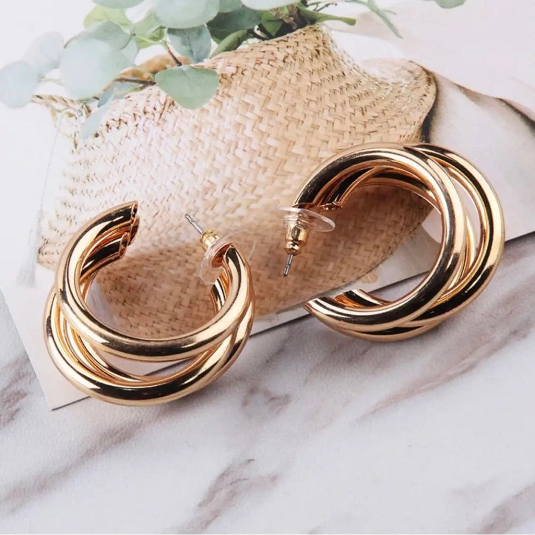 Triple Layer Quirky Hoop Earrings