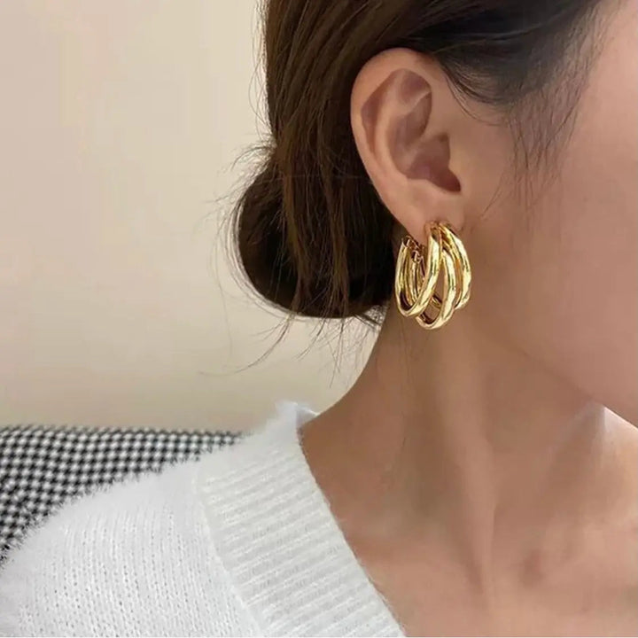 Triple Layer Quirky Hoop Earrings