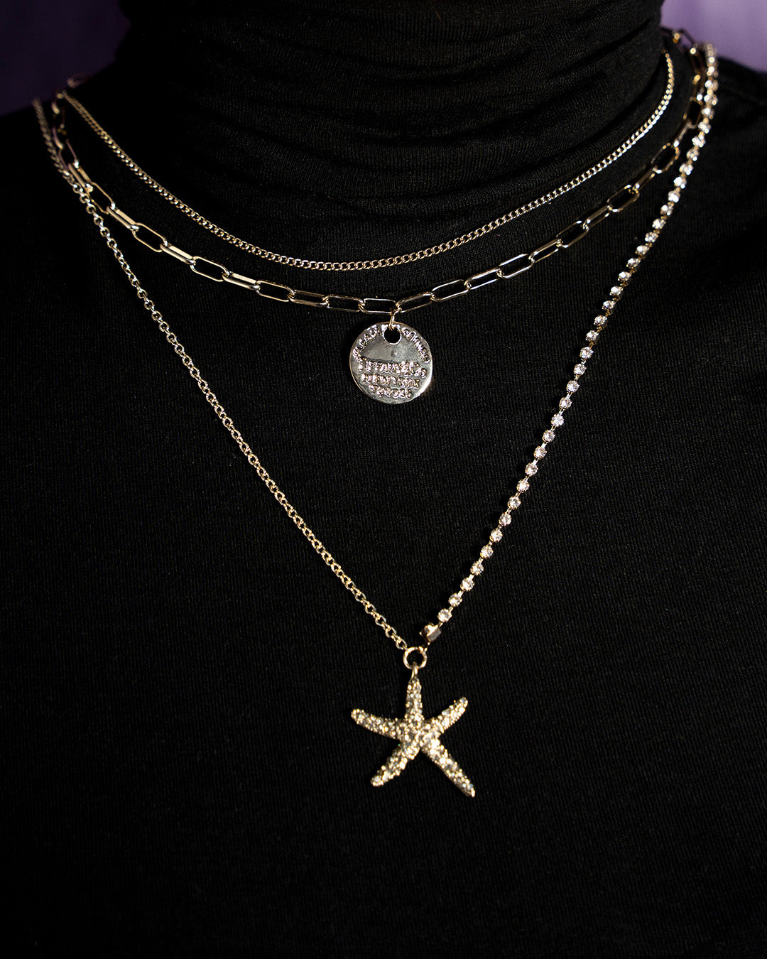 Triple layered jellyfish charm necklace