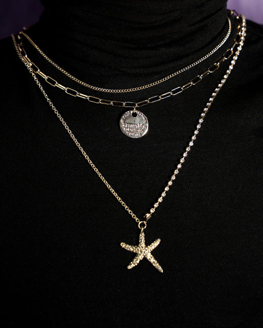 Triple layered jellyfish charm necklace