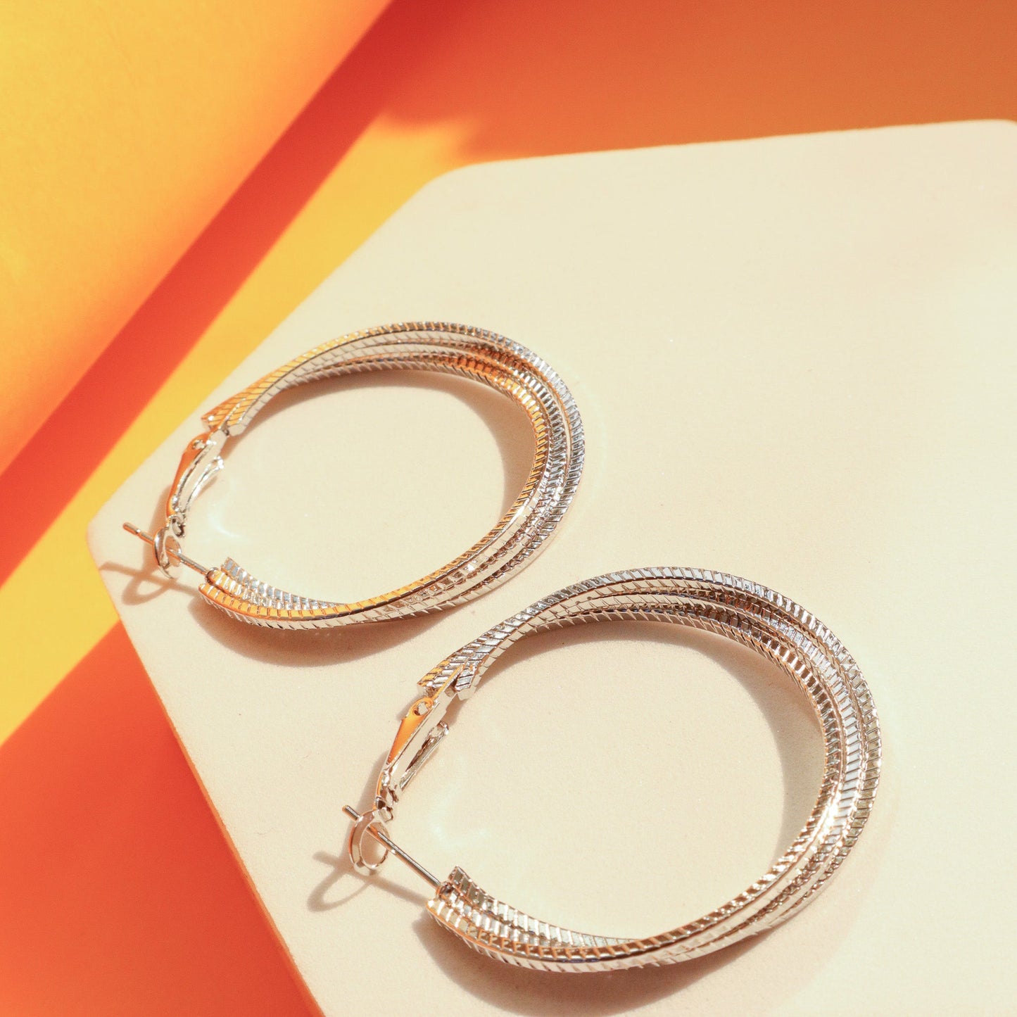 Twisted Shimmer silver Hoops