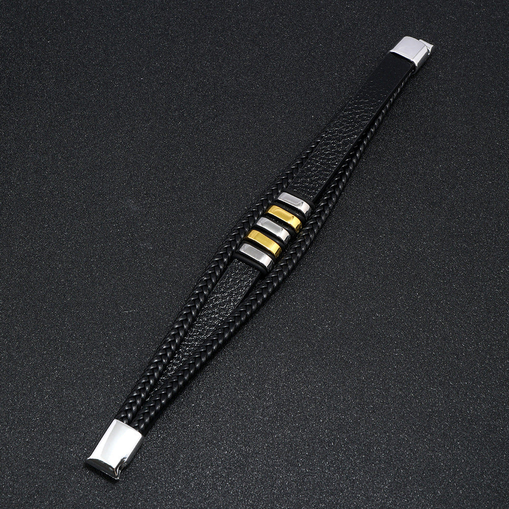 Urban Nomad Leather Band- Gold Silver Salty Alpha