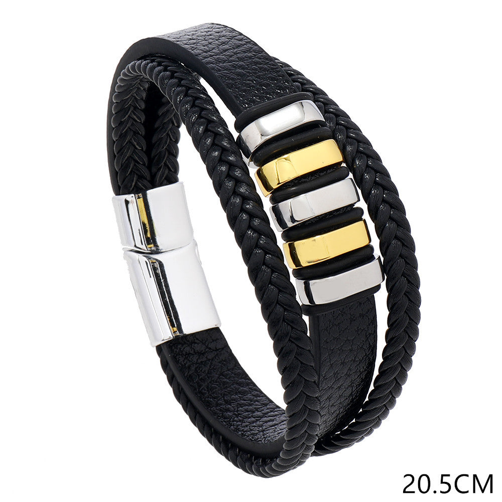 Urban Nomad Leather Band- Gold Silver Salty Alpha