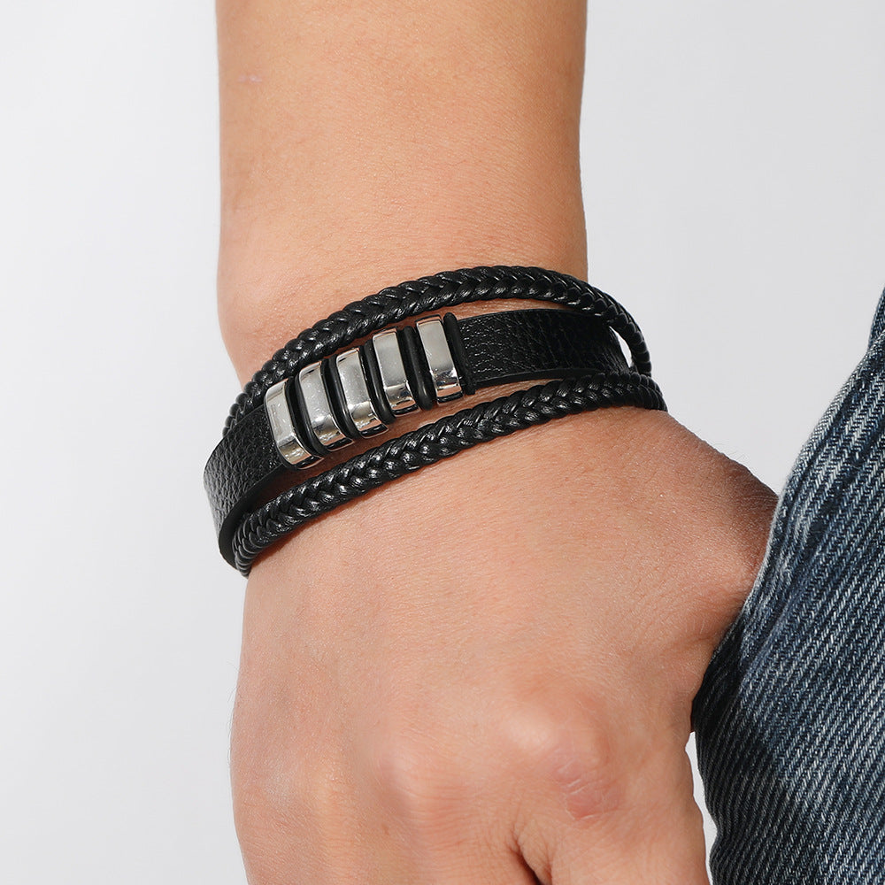 Urban Nomad Leather Band - Silver Salty Alpha