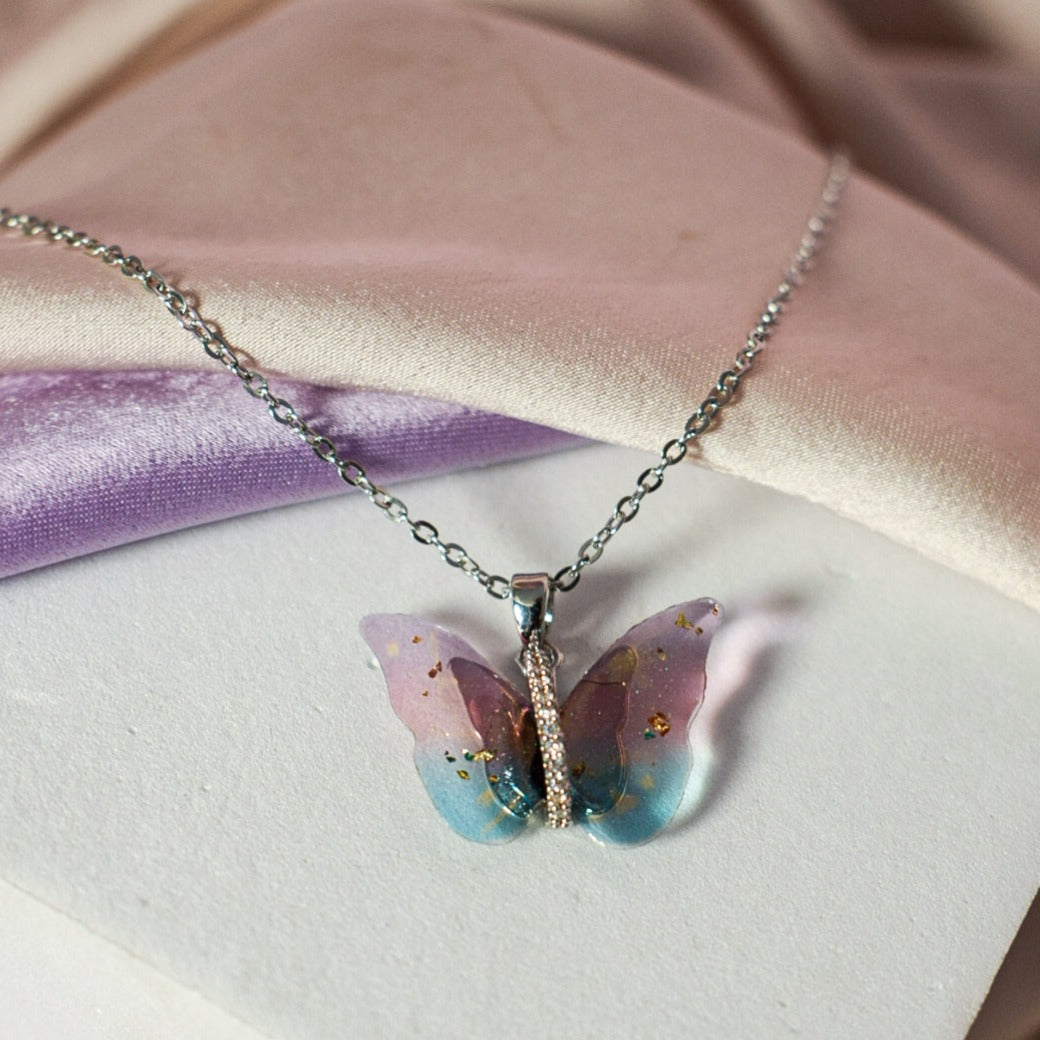 Vibrant Silver Winged Beauty Necklace Salty