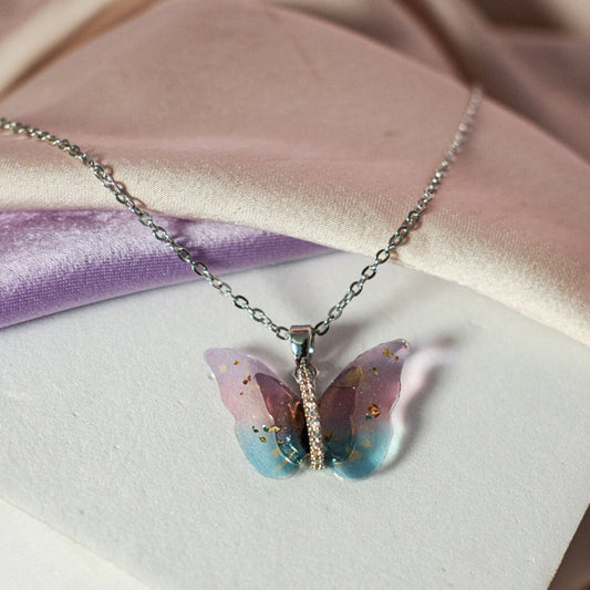 Vibrant Silver Winged Beauty Necklace Salty