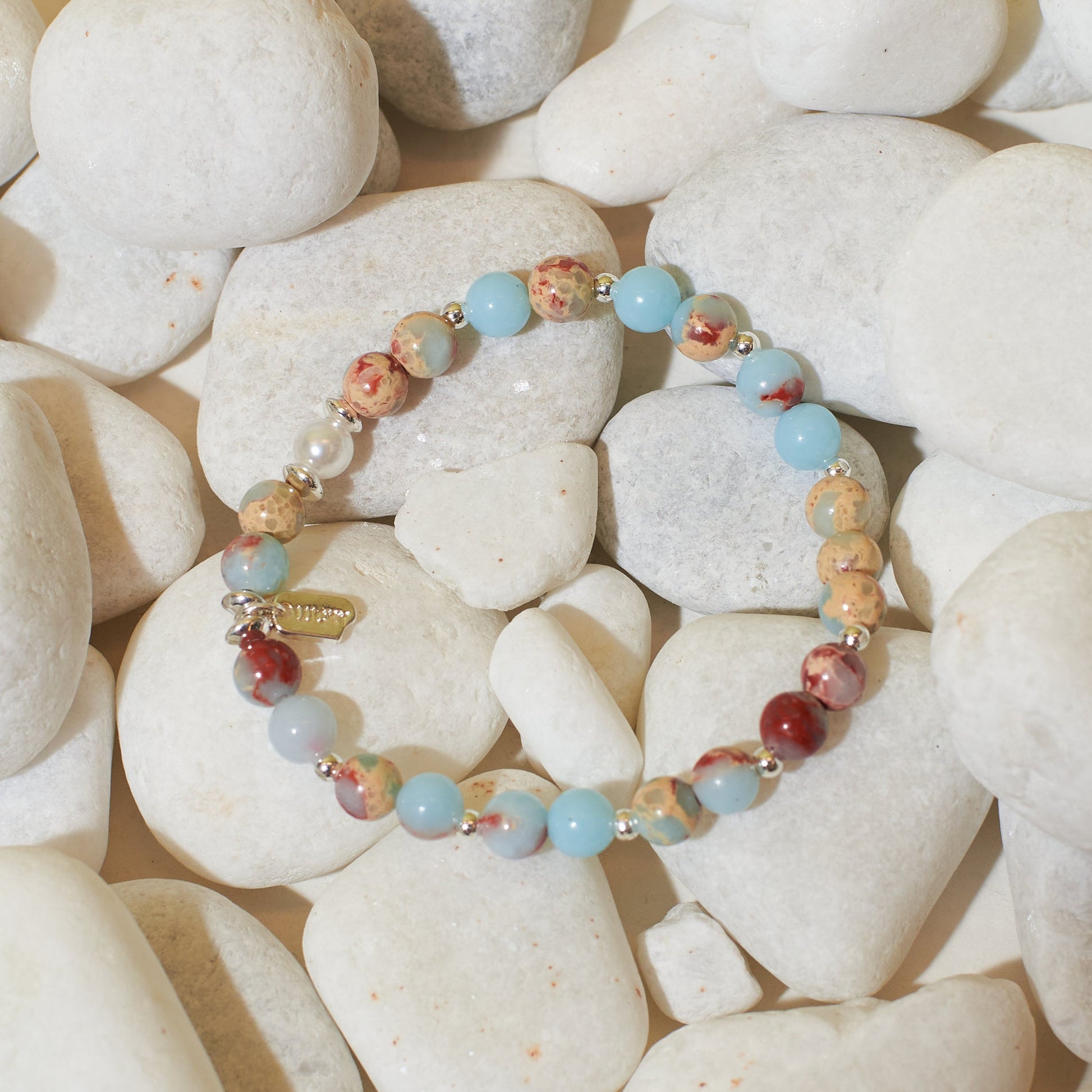Whimsical Beaded Stone Band Salty