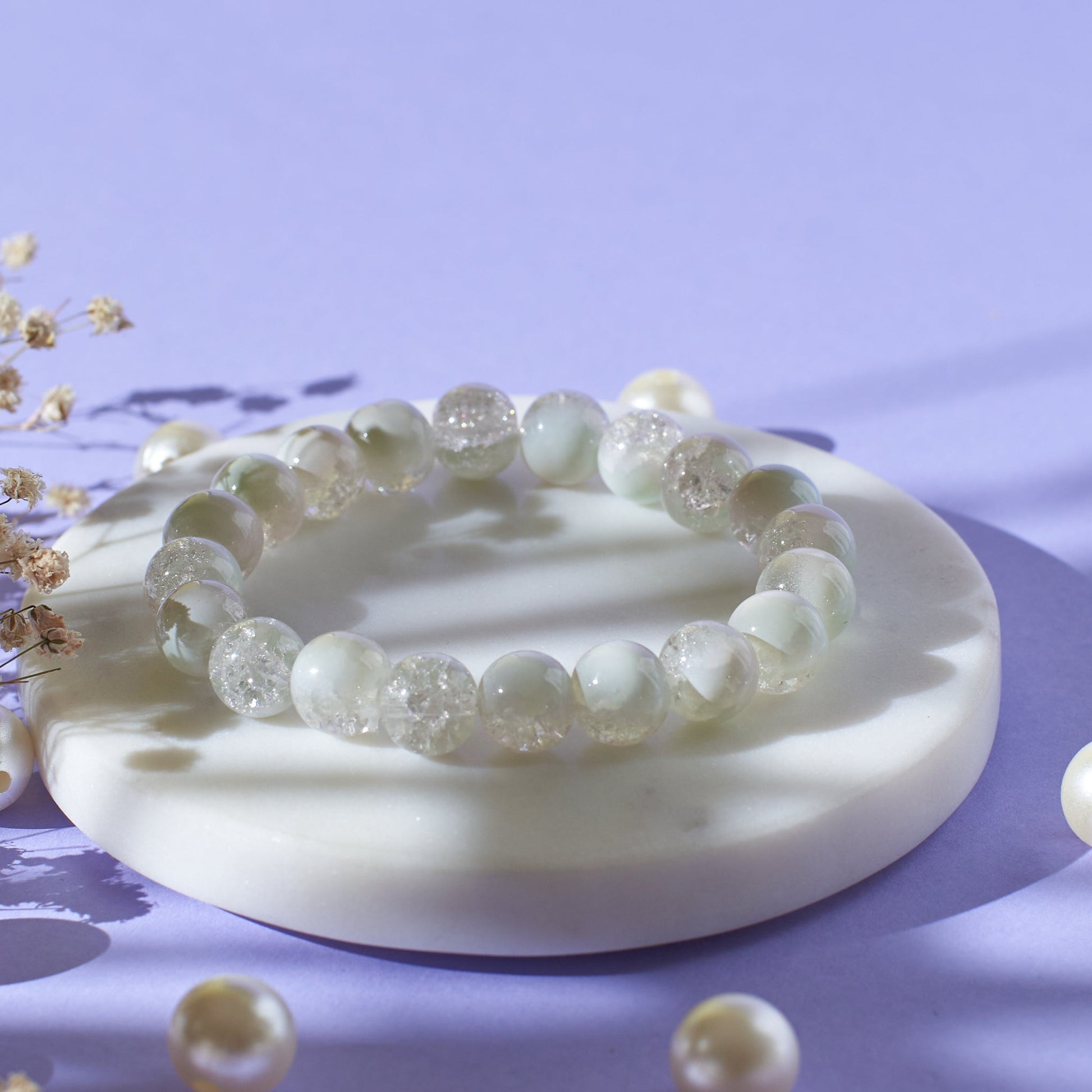 White Moonstone Beaded Bracelet Salty