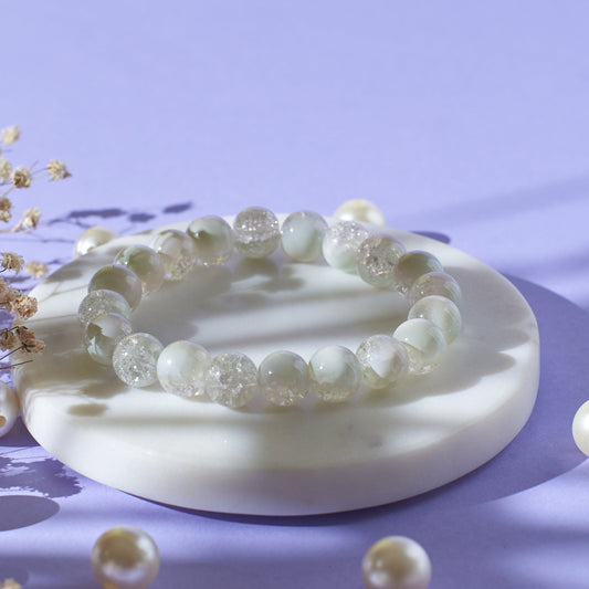 White Moonstone Beaded Bracelet Salty