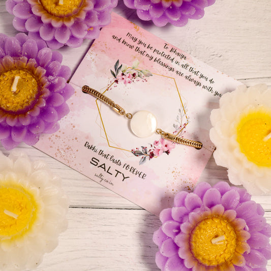 White Traditional Rakhi For Bhai Salty