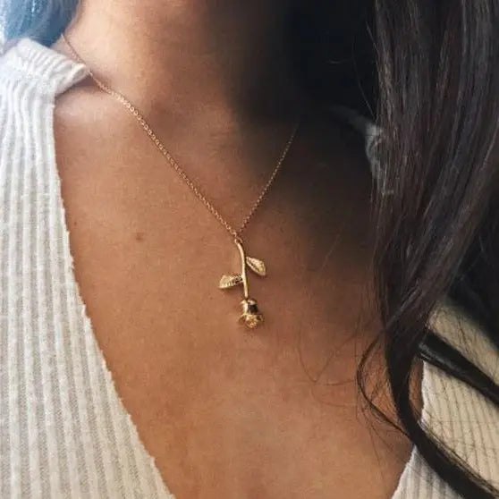 Inverted Gold Beast Rose Necklace