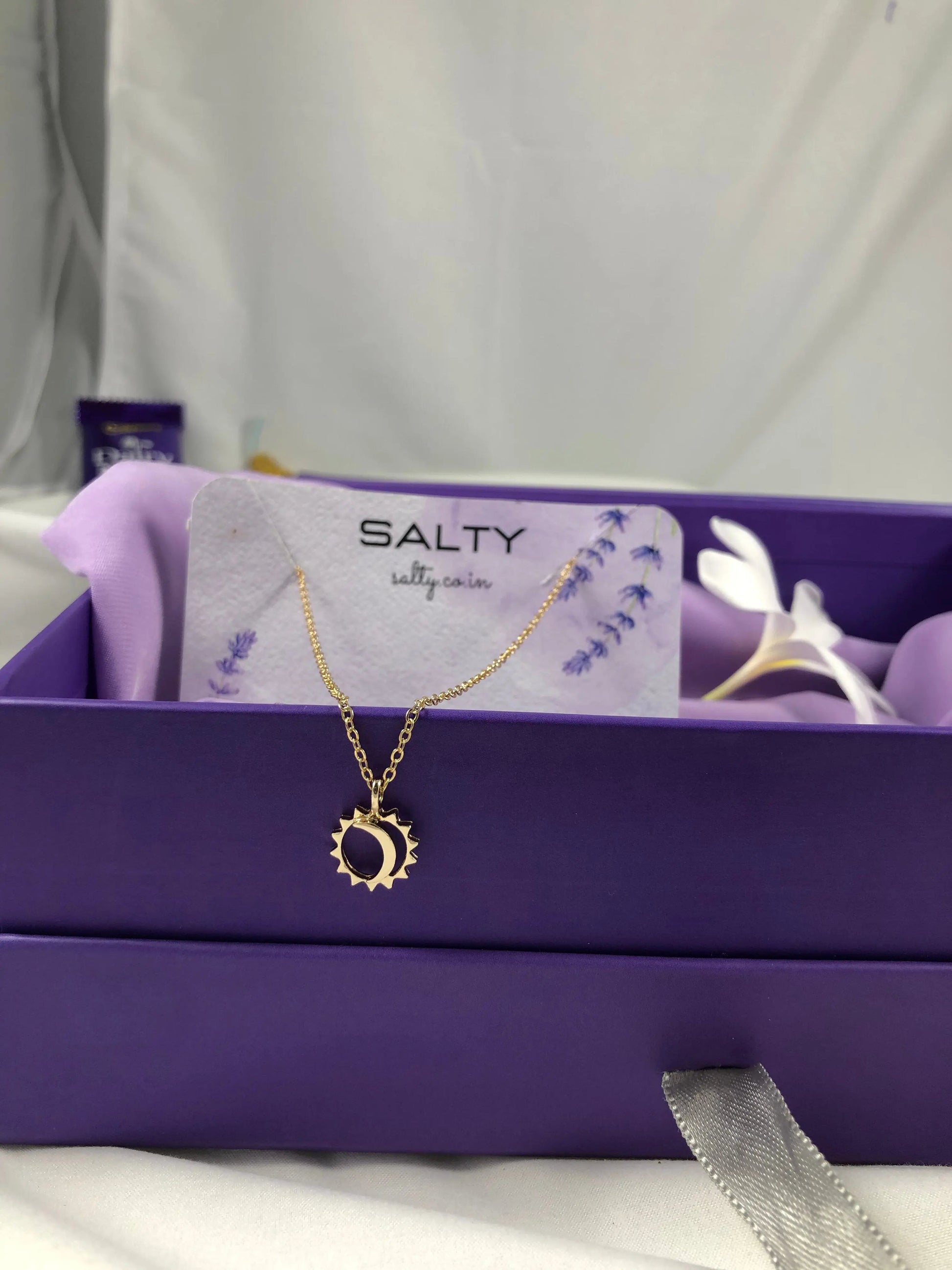Moon and Sun Charm Necklace - Gold